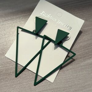 Matte Green Triangle Stud Earrings